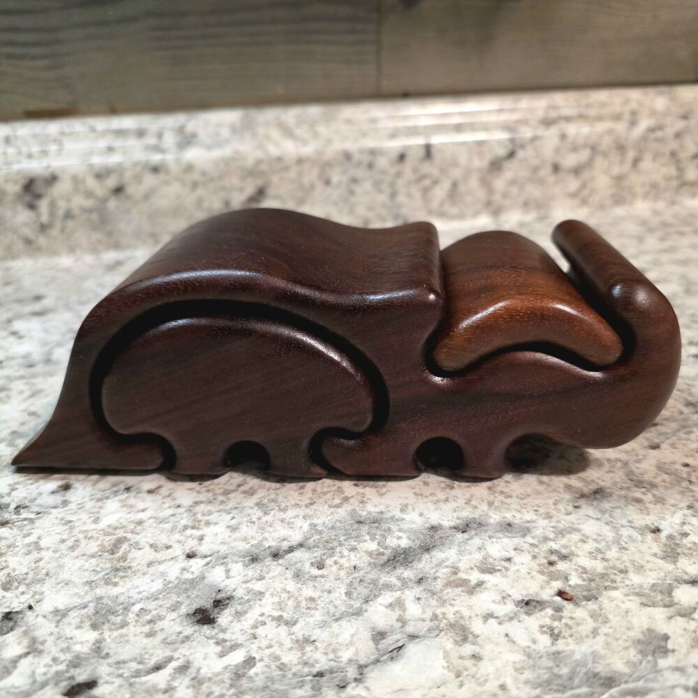 FRED & MARILYN BUSS Puzzle Box / BLACK WALNUT / 2 Hidden Compartments / HANDMADE